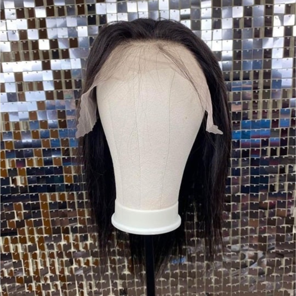 13x6 Lace Frontal Wig 18" Preplucked Human Hair Straight Natural Black Baby Hair